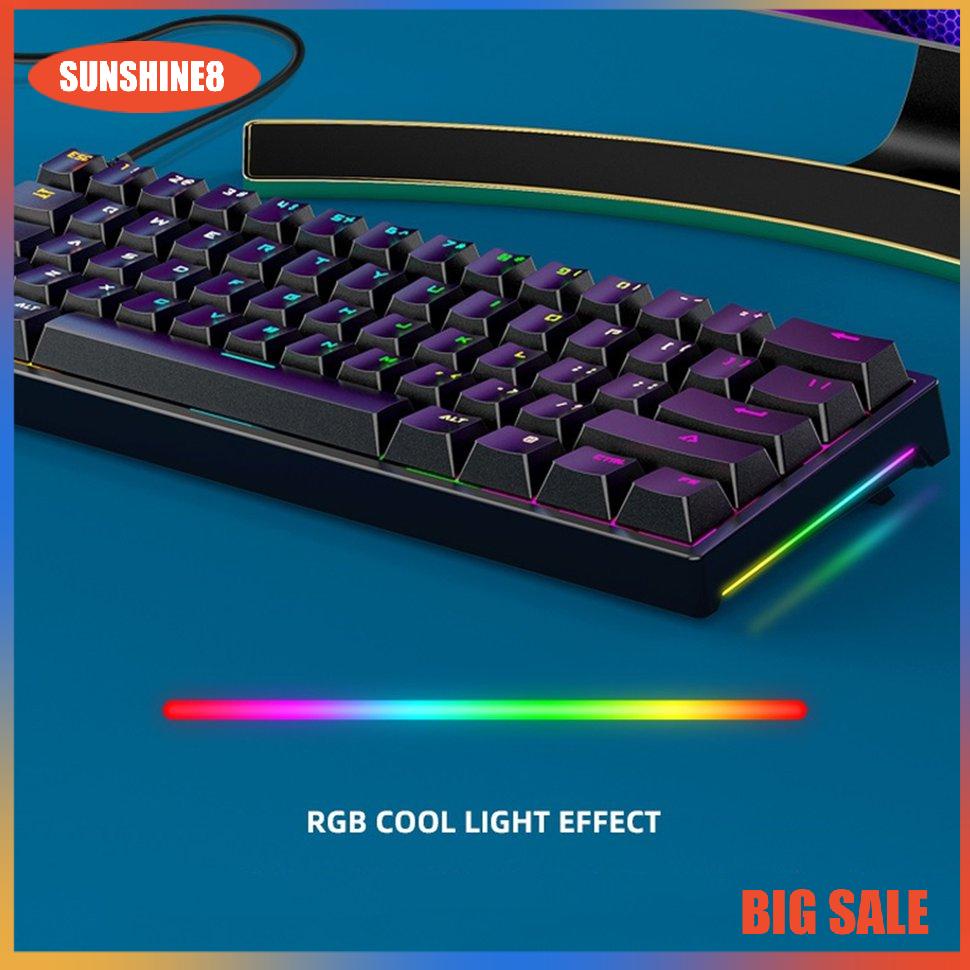 【SUN】Dây bàn phím G101 61-key Trục xanh Phát sáng RGB Bàn phím cơ học mát mẻ