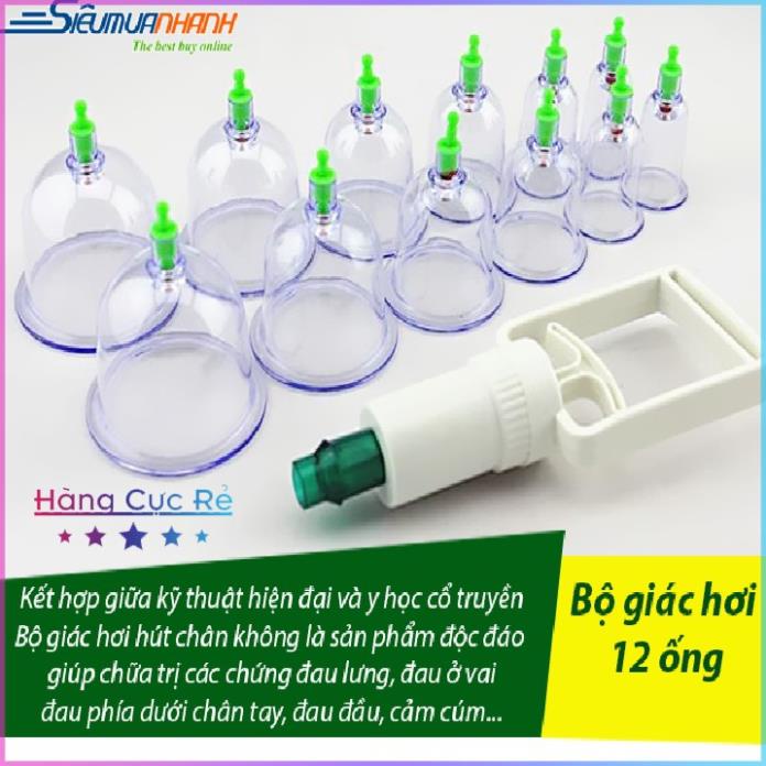 Bộ giác hơi 12 ly hút chân không.Giác hơi không dùng lửa-an toàn.