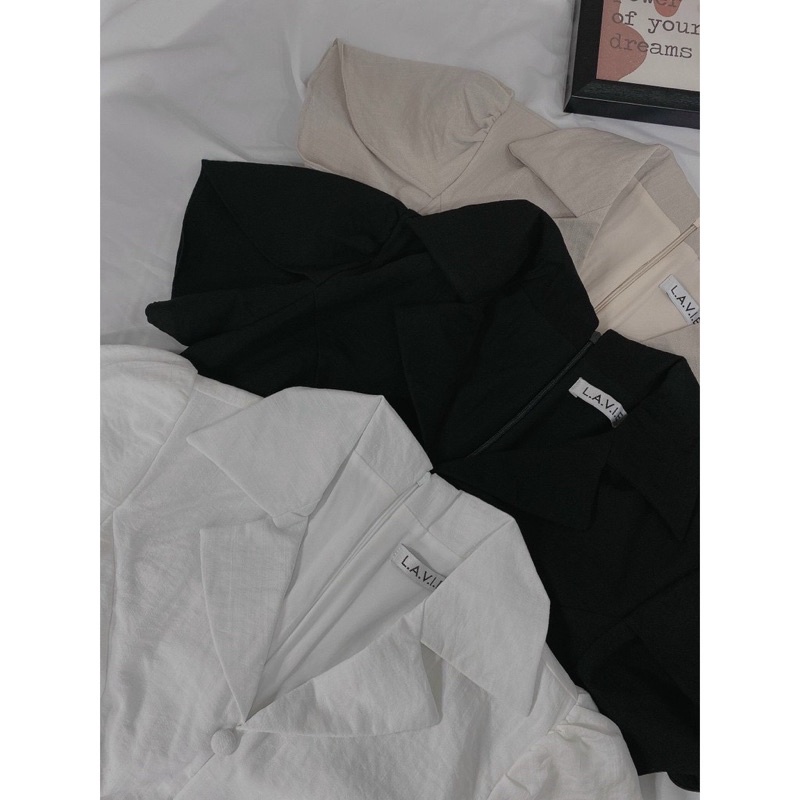 Váy trắng cổ vest nút bọc tay sen đuôi cá, phong cách tiểu thư (kèm ảnh thật) - Từ tiệm váy nàng Thị | BigBuy360 - bigbuy360.vn