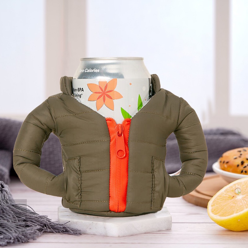 Vỏ bọc lon bia  giữ nhiệt kiểu dáng áo khoác độc đáo tiện lợi