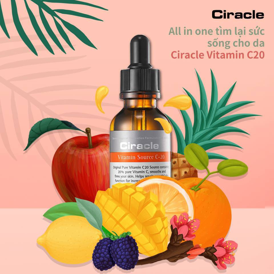 [HÀNG NHẬP KHẨU] Tinh Chất  Dưỡng Da Làm Trắng Sáng Giảm Thâm Da Chống Lão Hóa  Serum Ciracle Vitamin Source C-20 30ml