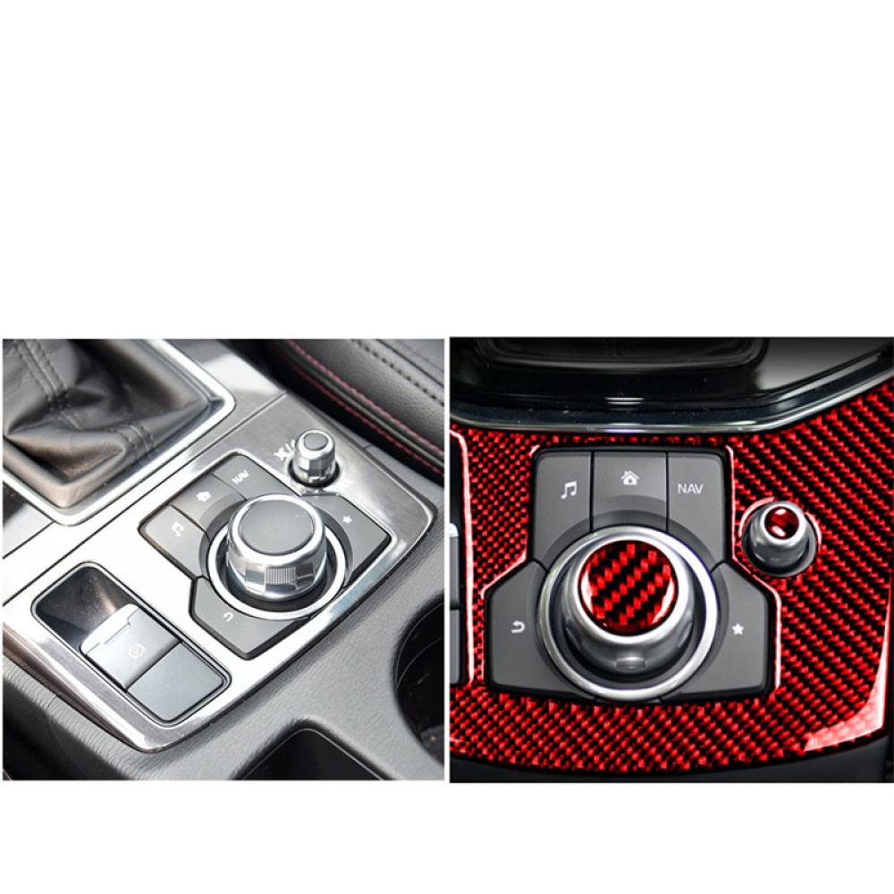 Set 2 Miếng Dán Sợi Carbon Trang Trí Bảng Điều Khiển Âm Lượng Đa Phương Tiện Cho Mazda 3 Mazda 6 CX-9 CX-5 A2H7