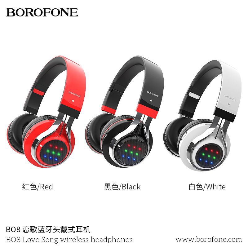 Tai nghe chụp tai bluetooth Borofone B08 chính hãng có khe cắm thẻ nhớ