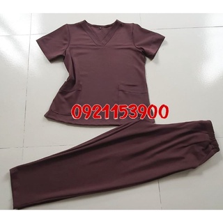 Đồng phục phòng khám, spa màu nâu