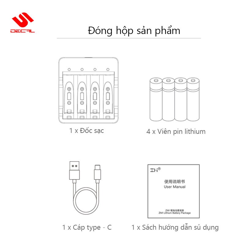 [Mã 157ELSALE hoàn 7% đơn 300K] Bộ pin sạc Lithium PB421 ZMI