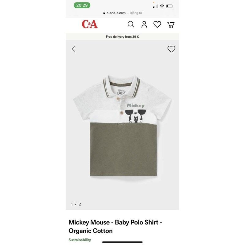 Áo polo Mickey Mouse cực tây cho bé 3m-36m