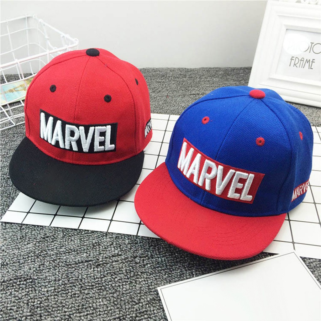 MARVEL Nón Snapback Hoạ Tiết Thêu Phong Cách Hip-Hop Cho Bé