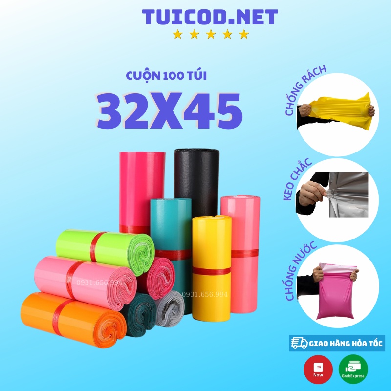 Túi Gói Hàng Size 32x45cm Cuộn 100 Cái Có Sẵn Keo Dán Niêm Phong Giá Xưởng