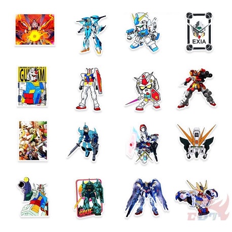 Bộ 50 Sticker Gundam - Miếng dán decal chống nước hình dán siêu nhân robot Gundam STK13