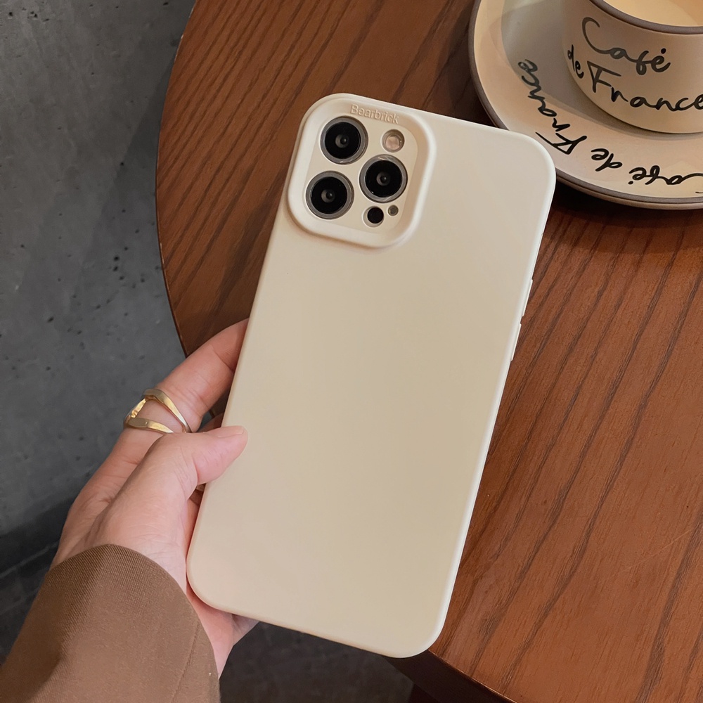 Ốp Điện Thoại Silicon Mềm Màu Khaki Bảo Vệ Camera Cho iPhone 14 Pro MAX X XS MAX XR 14 Plus 11 12 13 Pro MAX