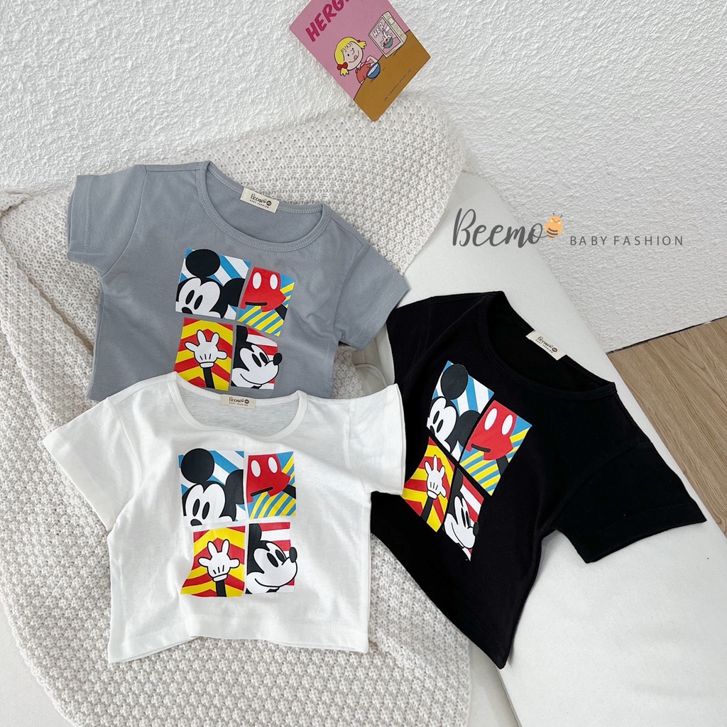 Áo phông bé trai/ bé gái Beemo in hình Mickey sành điệu, áo thun cho bé chất liệu cotton mềm mịn thấm mồ hôi