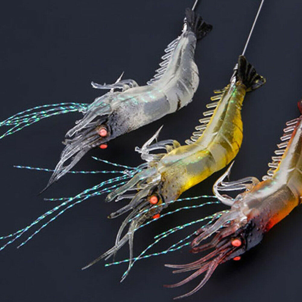 【COD】Set 6 Mồi Câu Cá Giả Hình Tôm Dạ Quang 9cm