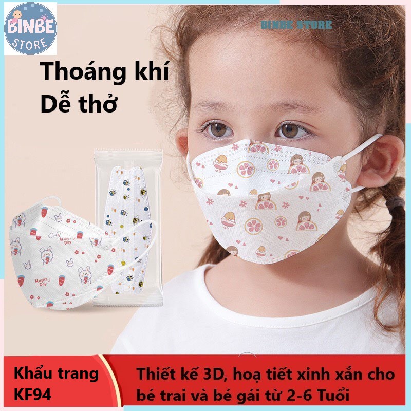 Khẩu trang cho bé, khẩu trang KF94 3D cho bé