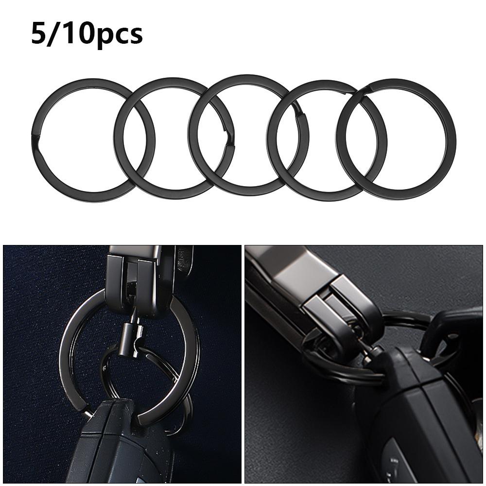 Set 5 / 10 Móc Chìa Khóa Bằng Thép Không Gỉ Màu Đen