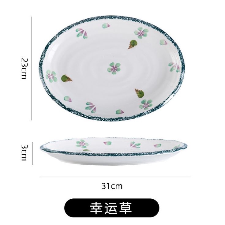 Bộ bát đĩa khay sứ phong cách Bắc Âu decor trắng hoa nhí xanh trang trí bàn ăn