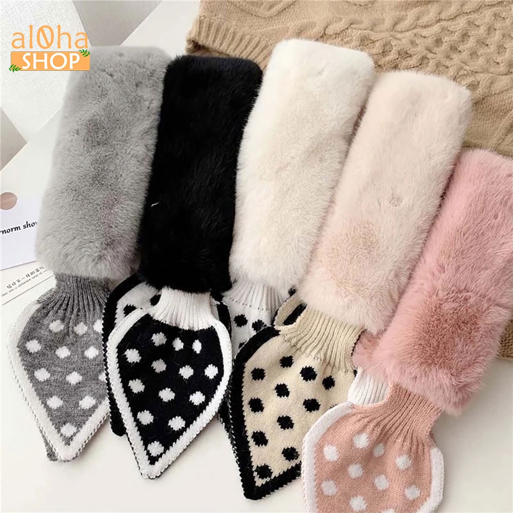 Khăn Quàng Cổ Lông Thỏ hình nơ dày dặn giữ ấm mềm mịn, dễ thương - al0ha Shop
