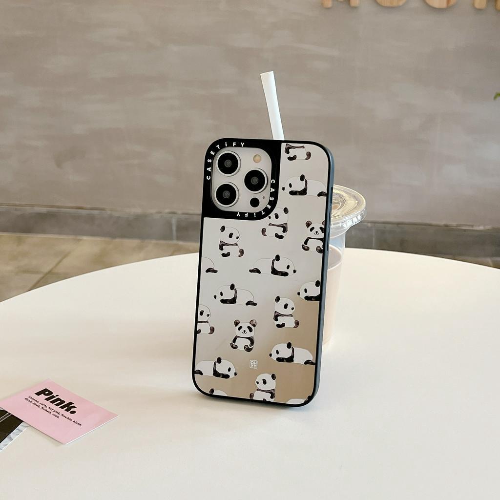 Ốp Điện Thoại Chống Sốc Tráng Gương Hình Gấu Trúc Cho iPhone 14Promax 14Pro 14 13Promax 13Pro 13 12 12Promax 11