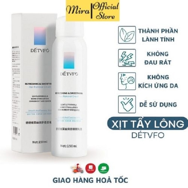 [FREESHIP] Kem tẩy lông DETVFO dạng xịt dịu nhẹ MiraaShop