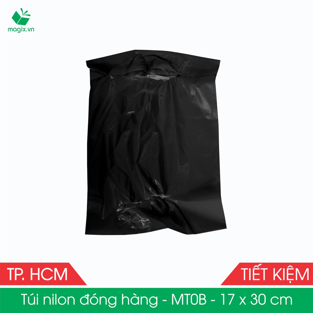 MT0B - 17x30 cm - Túi nilon TIẾT KIỆM gói hàng - 100 túi niêm phong đóng hàng màu ĐEN