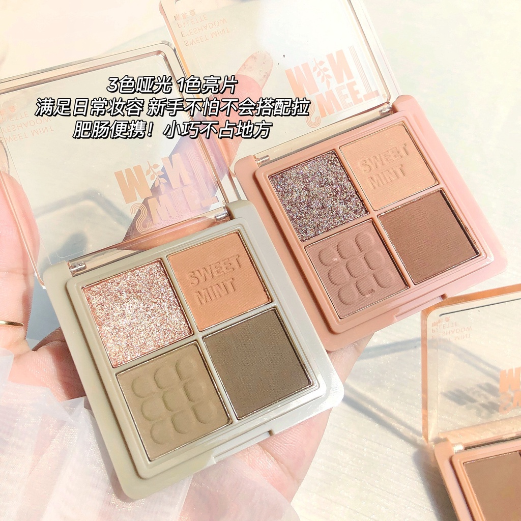 [Hàng mới về] Bảng phấn mắt SWEET MINT tông trà sữa 4 màu trang điểm tự nhiên xinh xắn