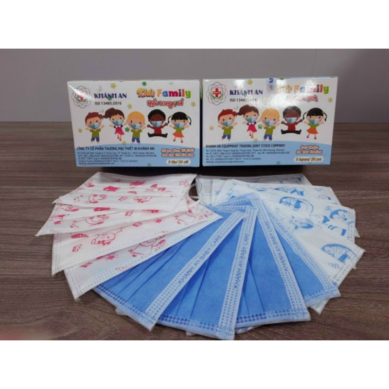 Hộp 50 cái khẩu trang y tế trẻ em chính hãng thương hiệu khánh an