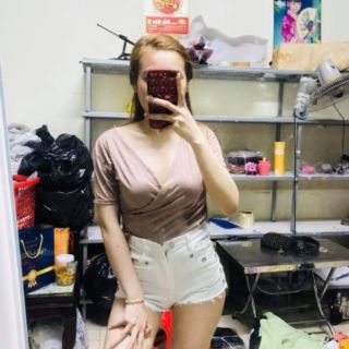 Áo thun đắp chéo nữ(chất vải hàng bao đẹp)
