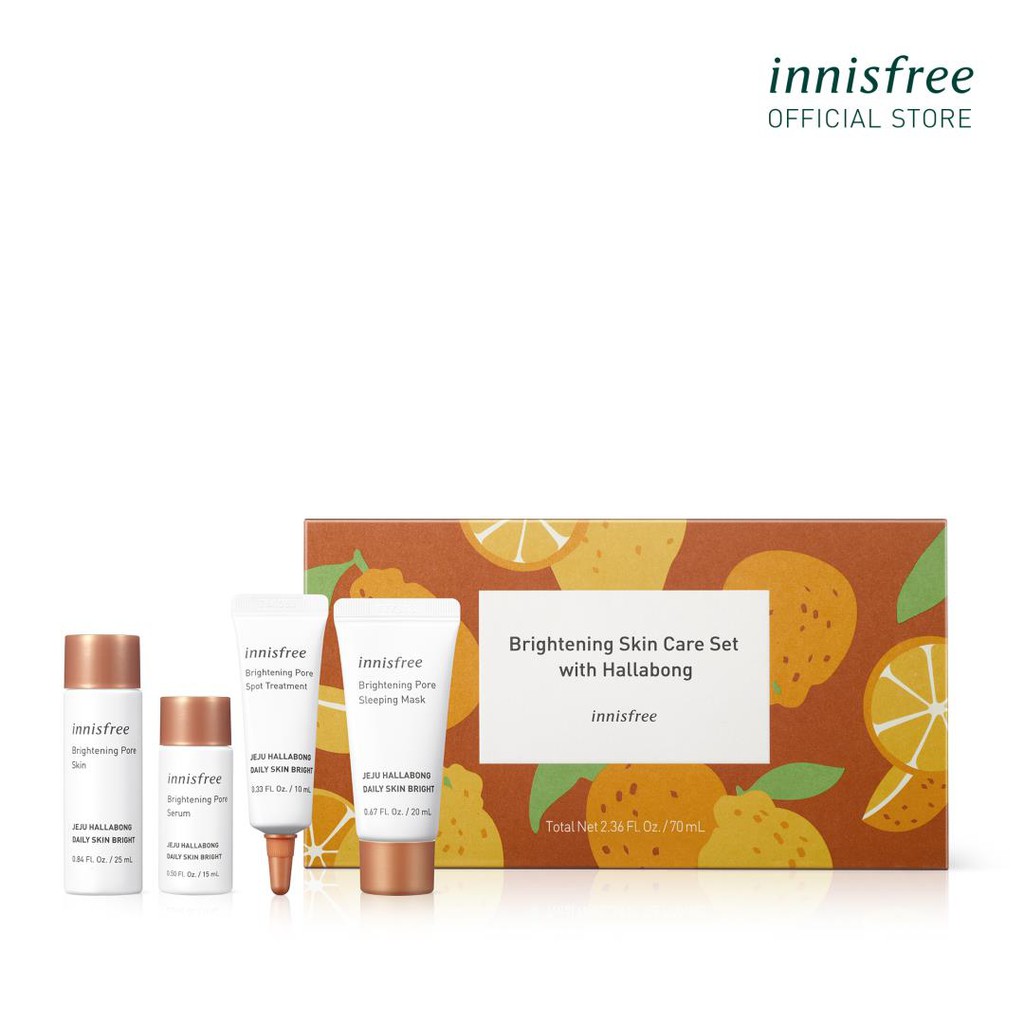 [Mã FMCG8 - 8% đơn 250K] Bộ sản phẩm chăm sóc dưỡng sáng da và se khít lỗ chân lông innisfree Brightening Skin Care Set