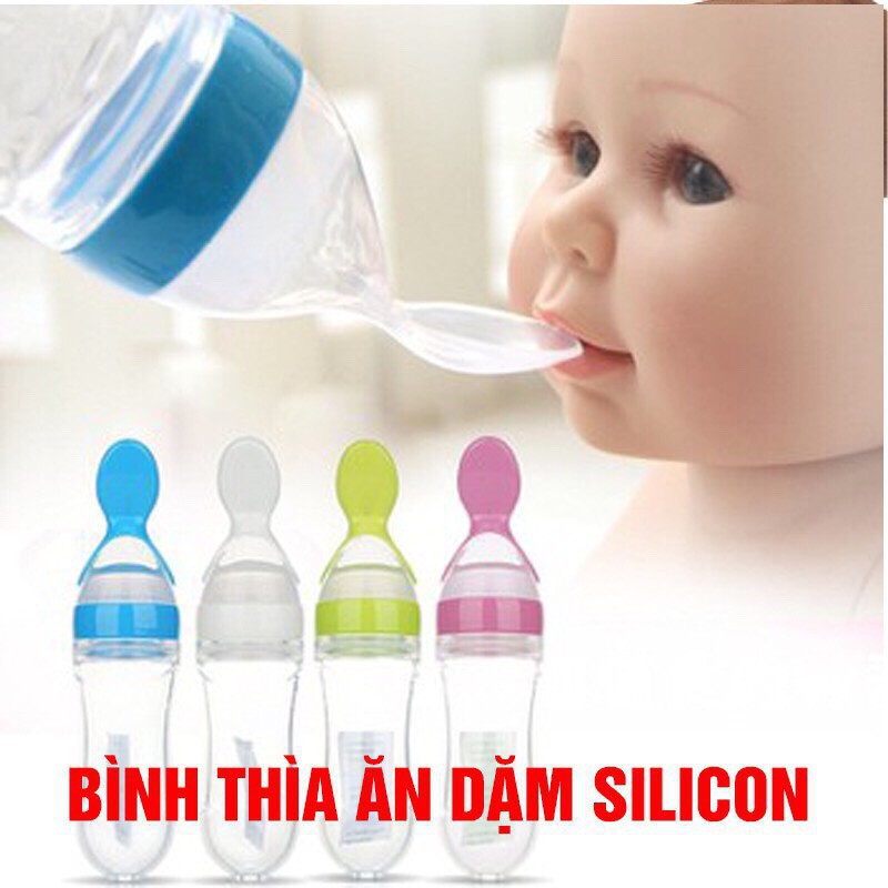 Bình thìa silicon ăn dặm, uống sữa an toàn cho bé yêu