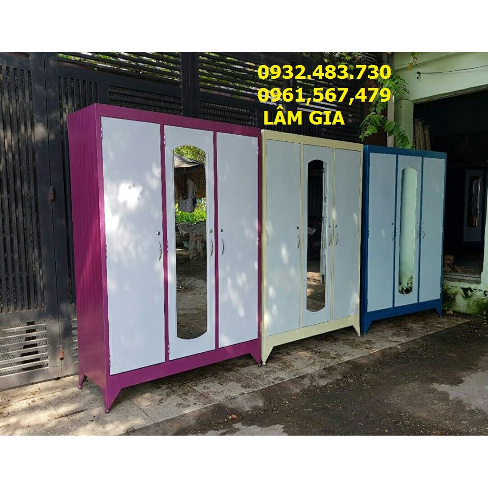 Tủ sắt  quần áo 3 buồng sơn dầu giá rẻ 1m8x1m2