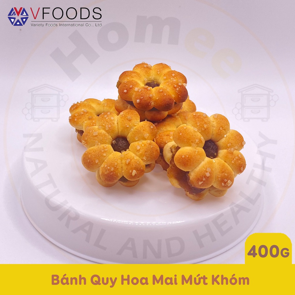 Bánh Quy Hình Hoa Mai Nhân Mứt Khóm VFOODS 400g | Nhập khẩu chính ngạch Thái Lan
