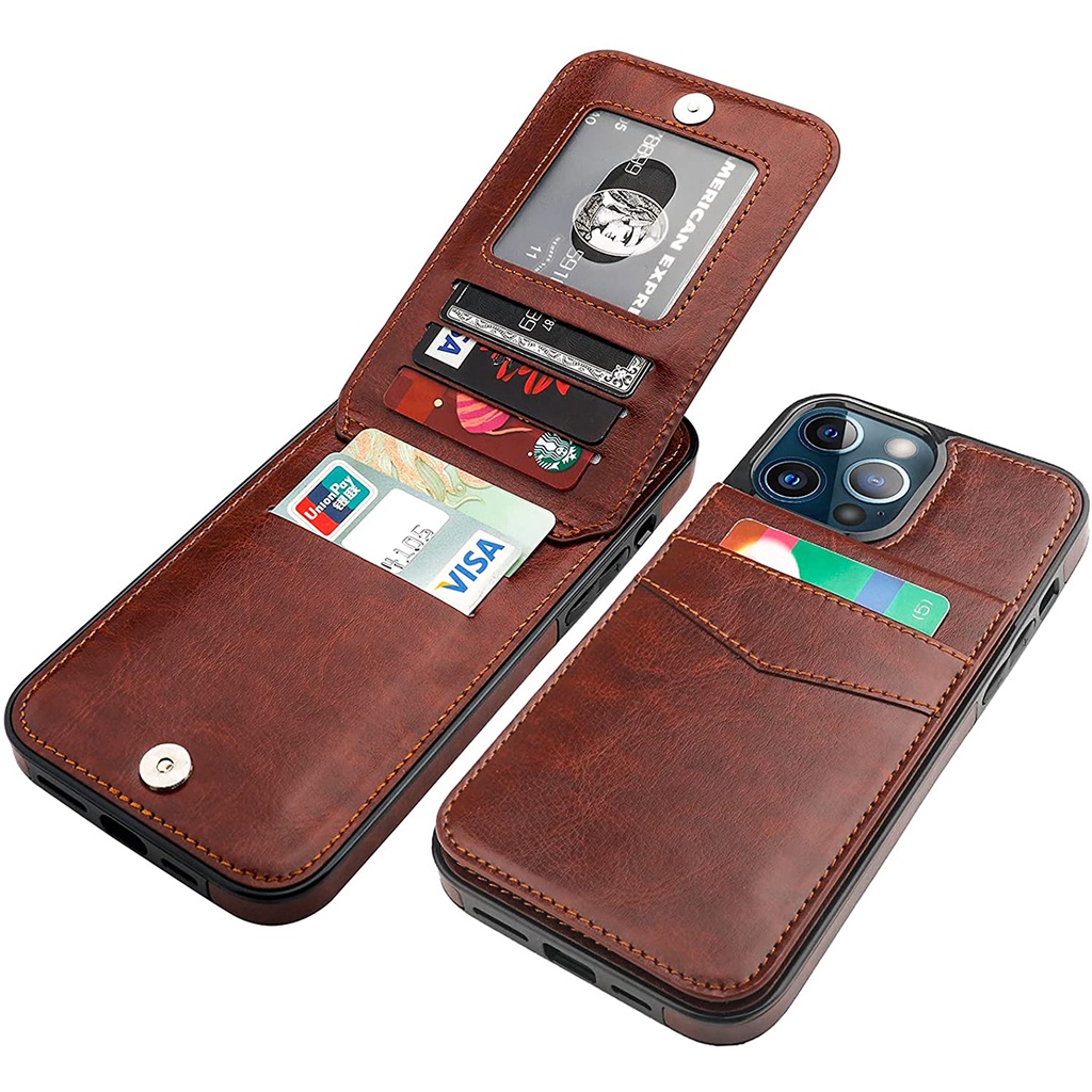Bao Da Điện Thoại Dạng Ví Nắp Lật Có Ngăn Đựng Thẻ Và Chức Năng Giá Đỡ Cho IPhone 13 12 Pro Max Mini X XS XR 7 8 Plus