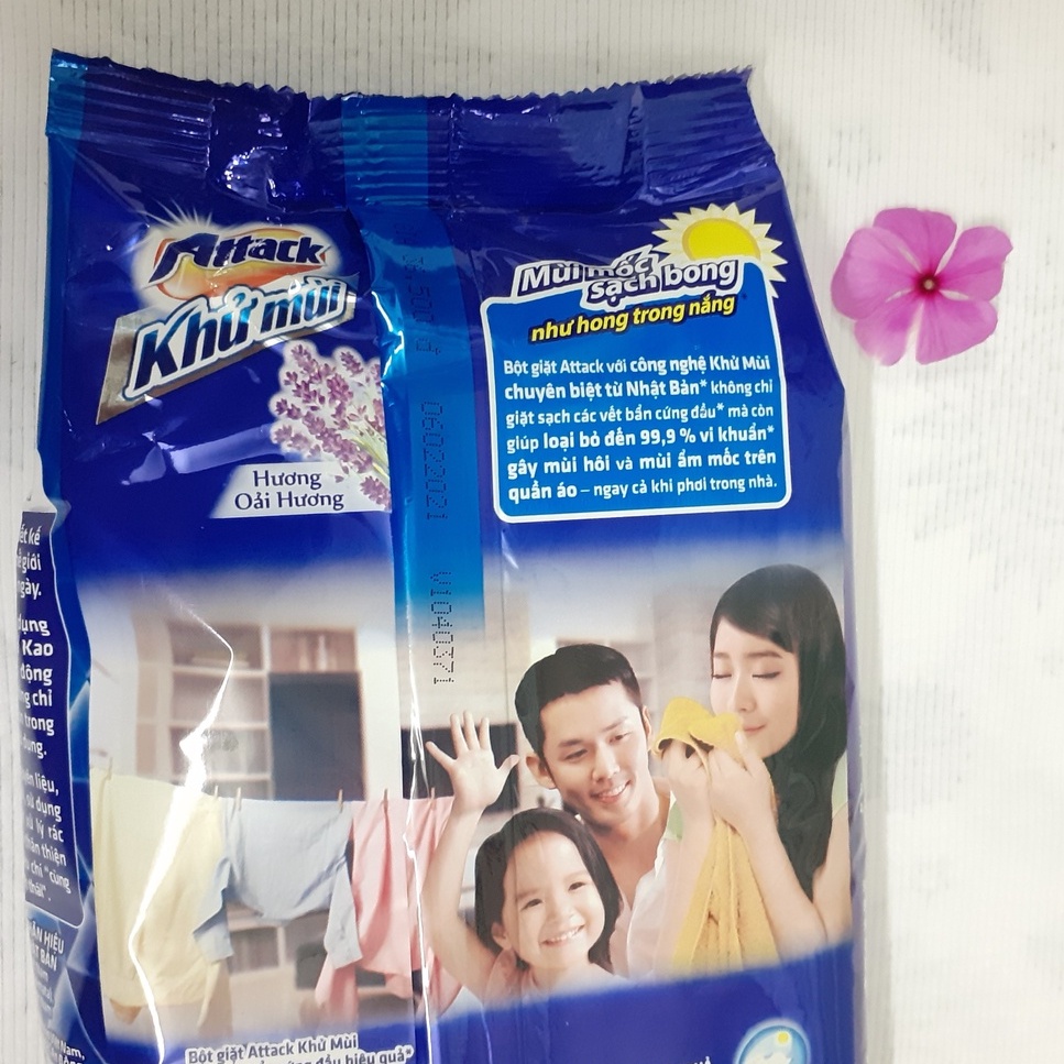 (Gói 720g) Bột giặt Attack khử mùi hương LAVENDER