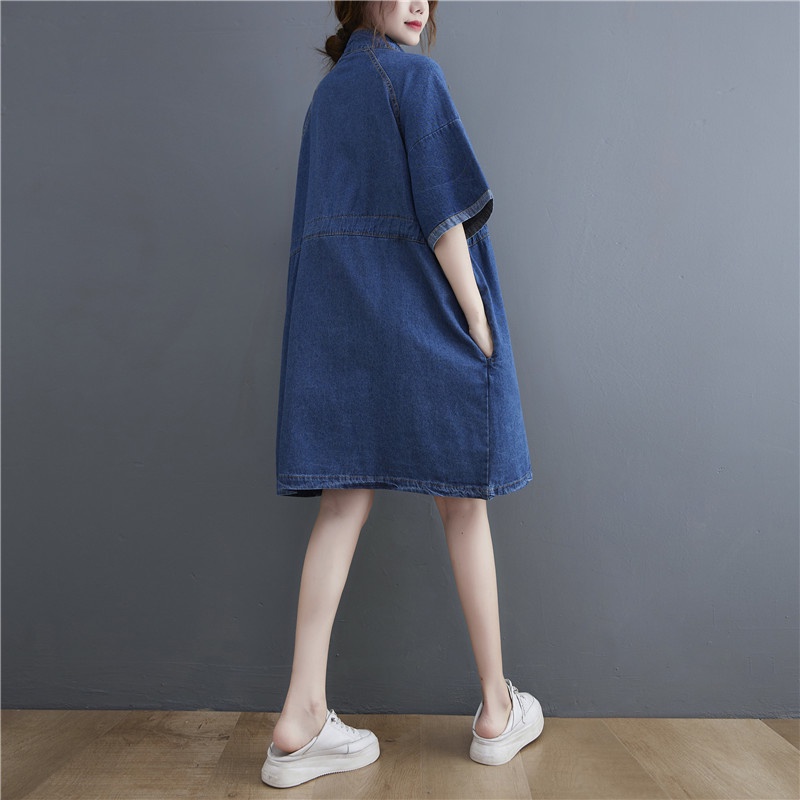 A316 váy bigsize freesize váy jean cổ đứng cá tính phong cách thời trang mẫu mới