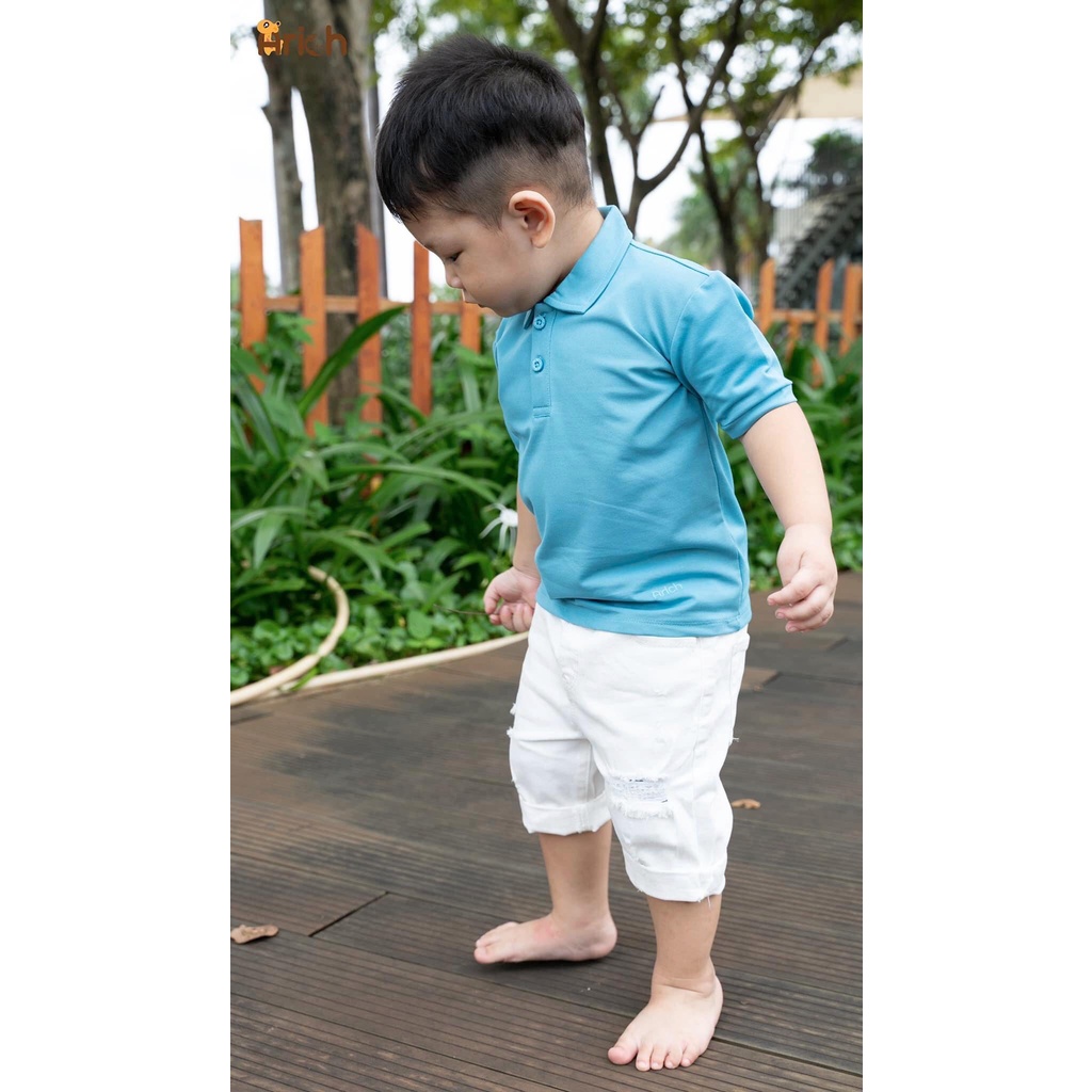 Áo polo trẻ em Arich vải cotton spandenx cao cấp, áo phông dệt mắt chim thoáng khí, siêu thấm hút và chống nhăn tự nhiên