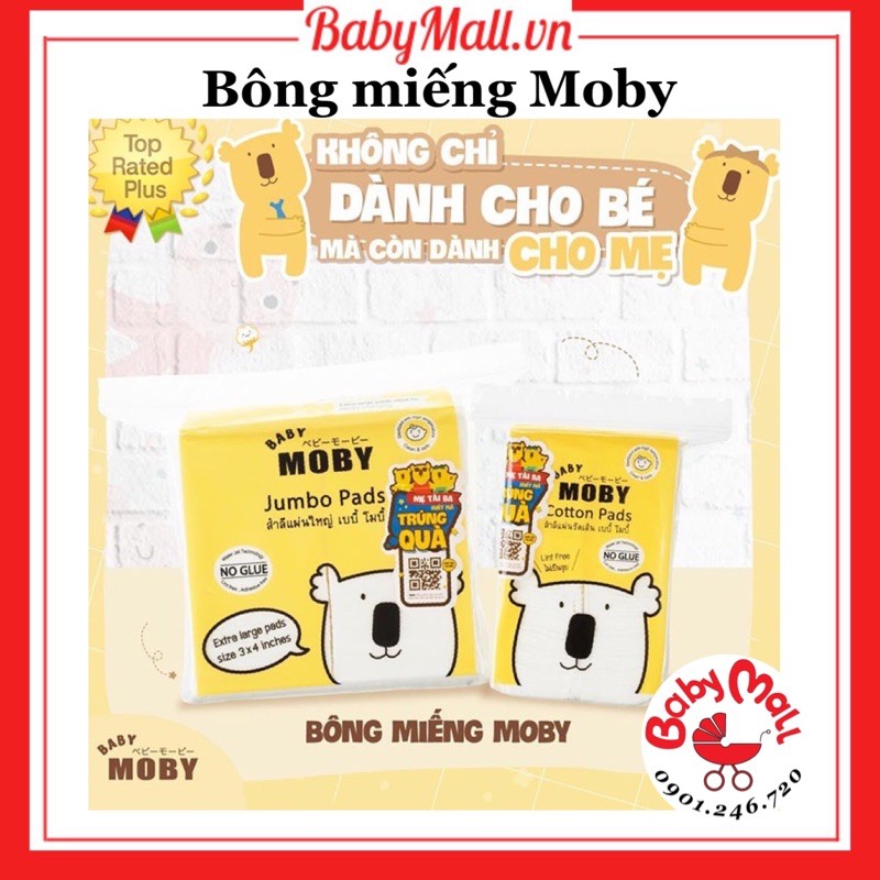 Bông miếng Moby bịch 100 miếng ( Cỡ nhỏ/Cỡ lớn)