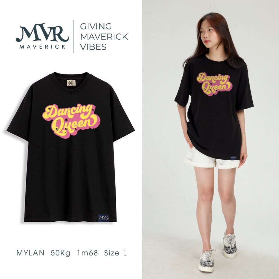 Áo thun nữ unisex Cotton thoáng mát thiết kế cổ điển chữ dancing queen MVR KK3921
