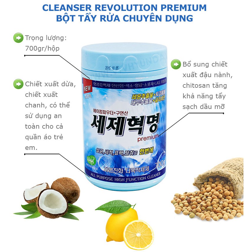 CLEANSER REVOLUTION - Hộp chế phẩm tẩy rửa dạng bột Seje Hyuckmyung(700g/hộp) tặng 1 bình xịt