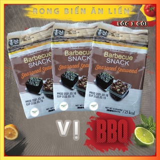 Rong biển ăn liền/Vị BQQ lốc 3 gói /Rong biển cháy tỏi Hàn Quốc/lốc 3 gói/ Vị BBQ/Thơm ngon/Bổ dưỡng/Hàng Nhập Khẩu