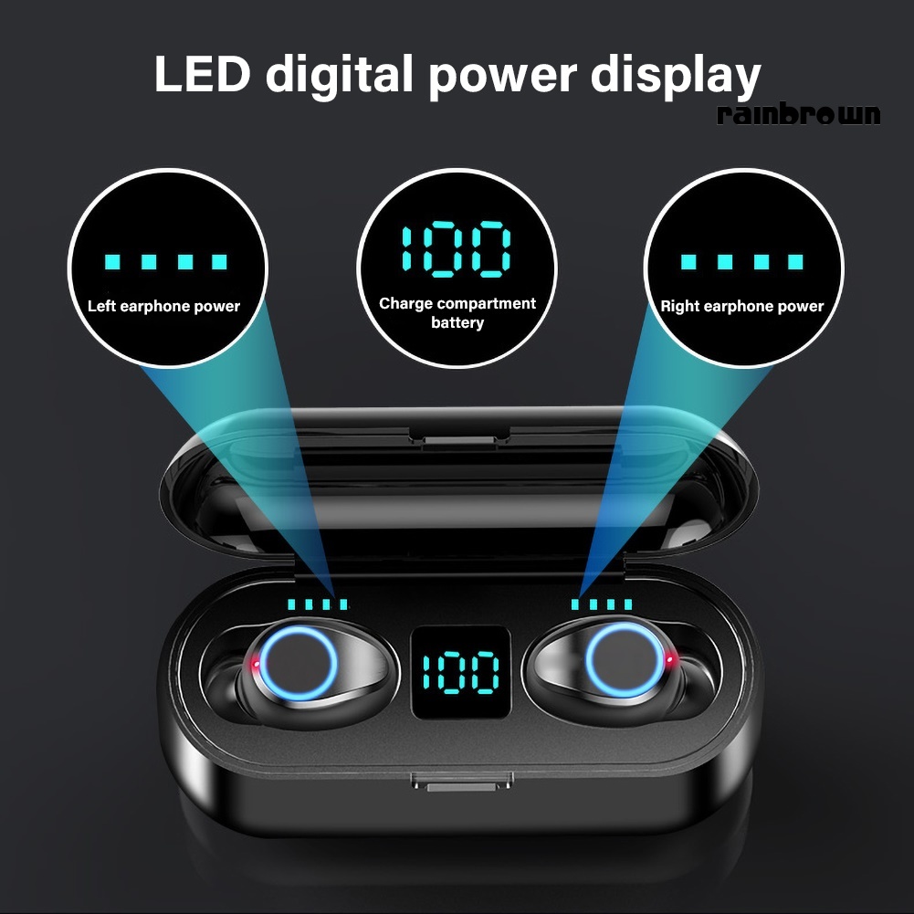 Tai Nghe Bluetooth 5.0 Không Dây Âm Thanh Stereo / Rej / F9 Tws Kèm Hộp Sạc