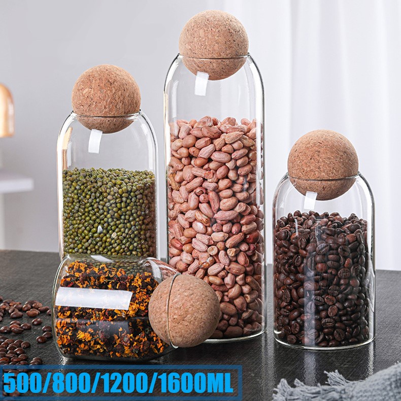 Hũ thủy tinh trong suốt đựng hạt cà phê/kẹo tiện dụng