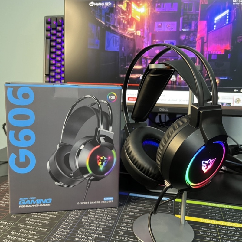 Tai nghe chụp tai gaming giả lập G606 7.1 led rgb cho máy tính pc laptop chơi game giải trí cổng USB
