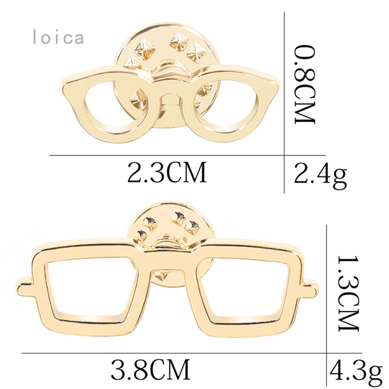 loica  Trâm cài áo hình kính mát gọng tròn màu vàng size nhỏ thời trang dành cho nam