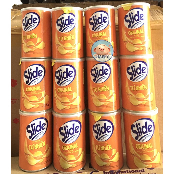 Snack khoai tây vị tự nhiên Slide lon 75g