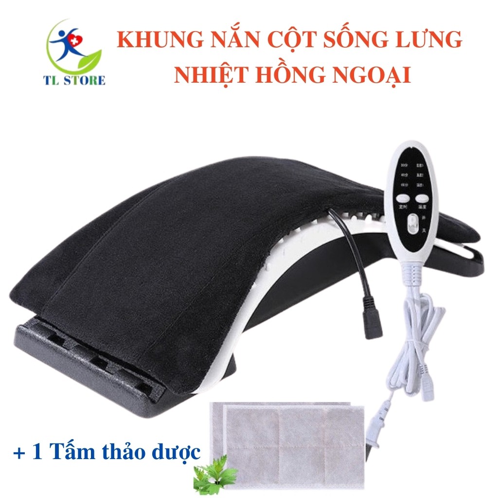 Khung nắn lưng nhiệt hồng ngoại tặng kèm tấm thảo dược hỗ trợ giảmđau cột sống, lưng thoát vị đĩa đệm