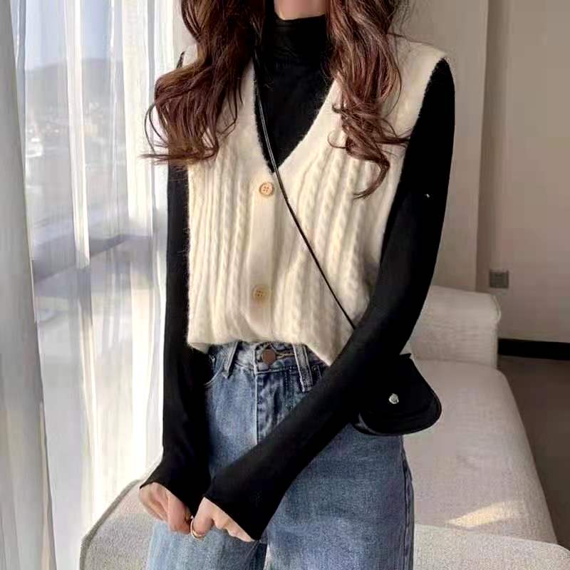 Áo len không tay cổ chữ v dáng rộng phong cách Hàn Quốc thời trang thu đông cho nữ | BigBuy360 - bigbuy360.vn