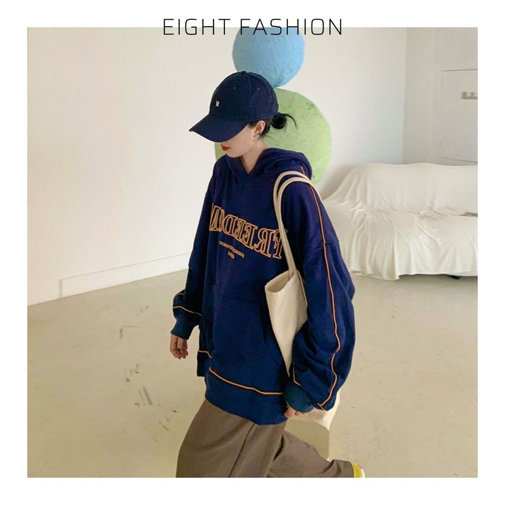 Áo Hoodie Thun Cotton Thêu Chữ FREEDOM Mặc Mát Vào Mùa Hè Phong Cách Hàn Có Mũ Trùm Đầu Áo Tay Dài EIGHTFASHION HD101 | BigBuy360 - bigbuy360.vn