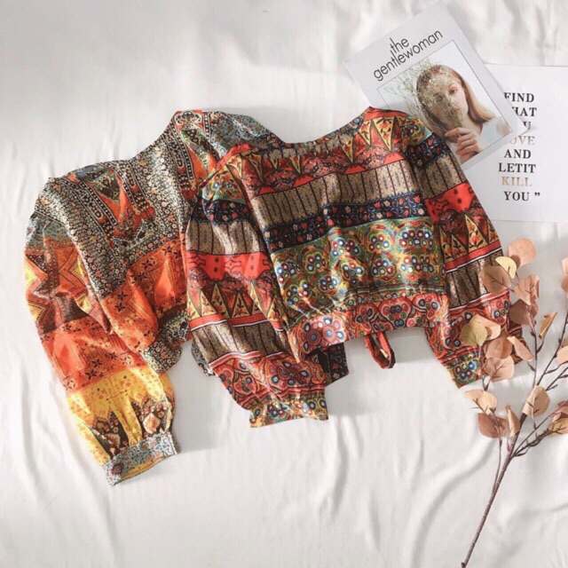 Áo croptop thổ cẩm 2 màu