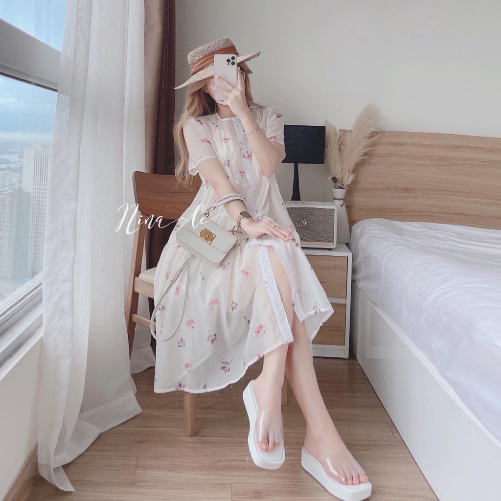 D37 ĐẦM BABYDOLL DÁNG DÀI HOA NHÍ 2 LỚP, ĐẦM BABYDOLL NỮ VOAN HOA XÒE BÁNH BÈO ĐI HỌC ĐI CHƠI DỄ THƯƠNG BEST