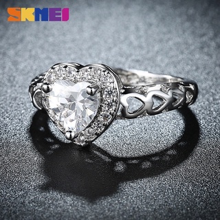 Nhẫn SKMEI mạ bạc mặt đá trái tim
