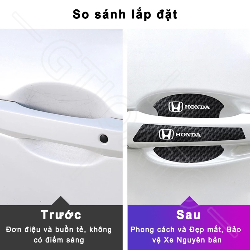 GTIOATO Sợi Carbon Bộ Bảo Vệ Tay Nắm Bát Cửa ô Tô Bộ Bảo Gương Hậu Xe HơI MiếNg DáN ChốNg XưỚC Phụ Kiện Oto Cho Honda City Brio Civic Jazz CRV HRV Accord